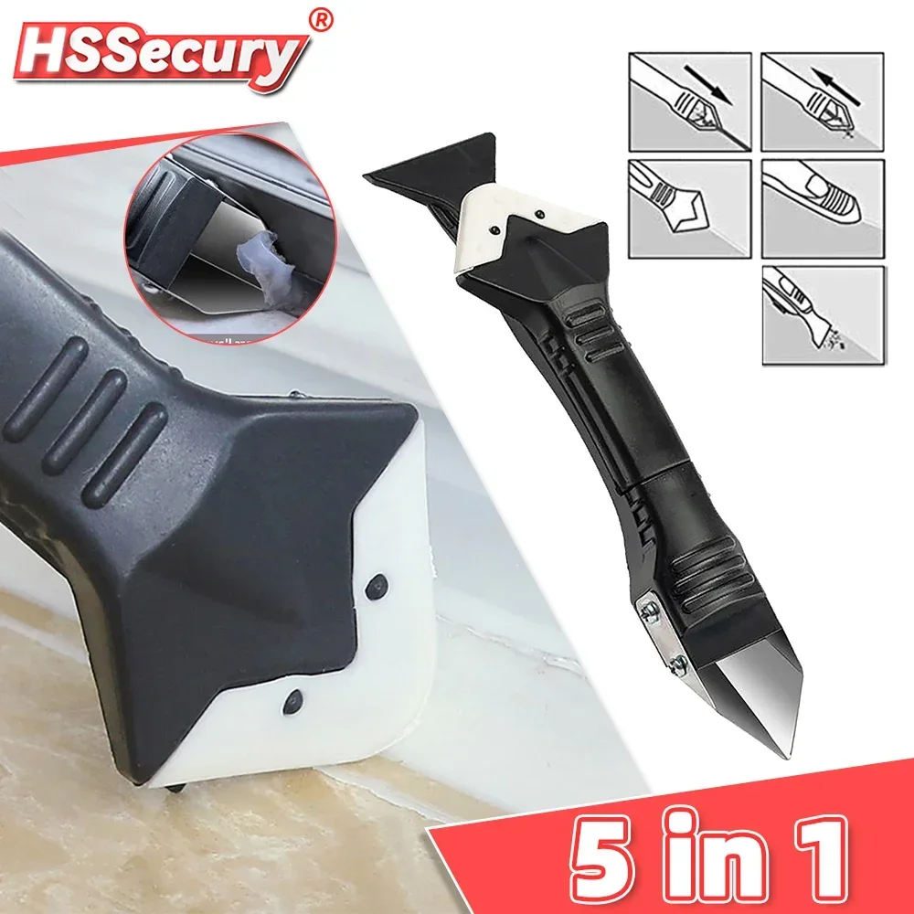 Silicone Scraper 5in1 Silicone Scraper Remover Caulk Finisher Sealant Nozzle Scraper Sets Multifunctional Grout Remover Spatula Caulking Tool