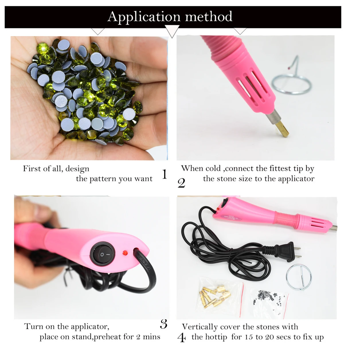 How to use Hot Fix Applicator Tool for applying Crystals, Rhinestones and  Studs 
