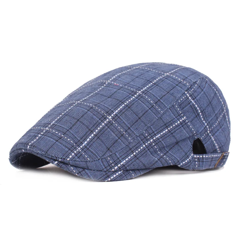 Men's Plaid Retro Beret Hat For Middle-Aged People Travel