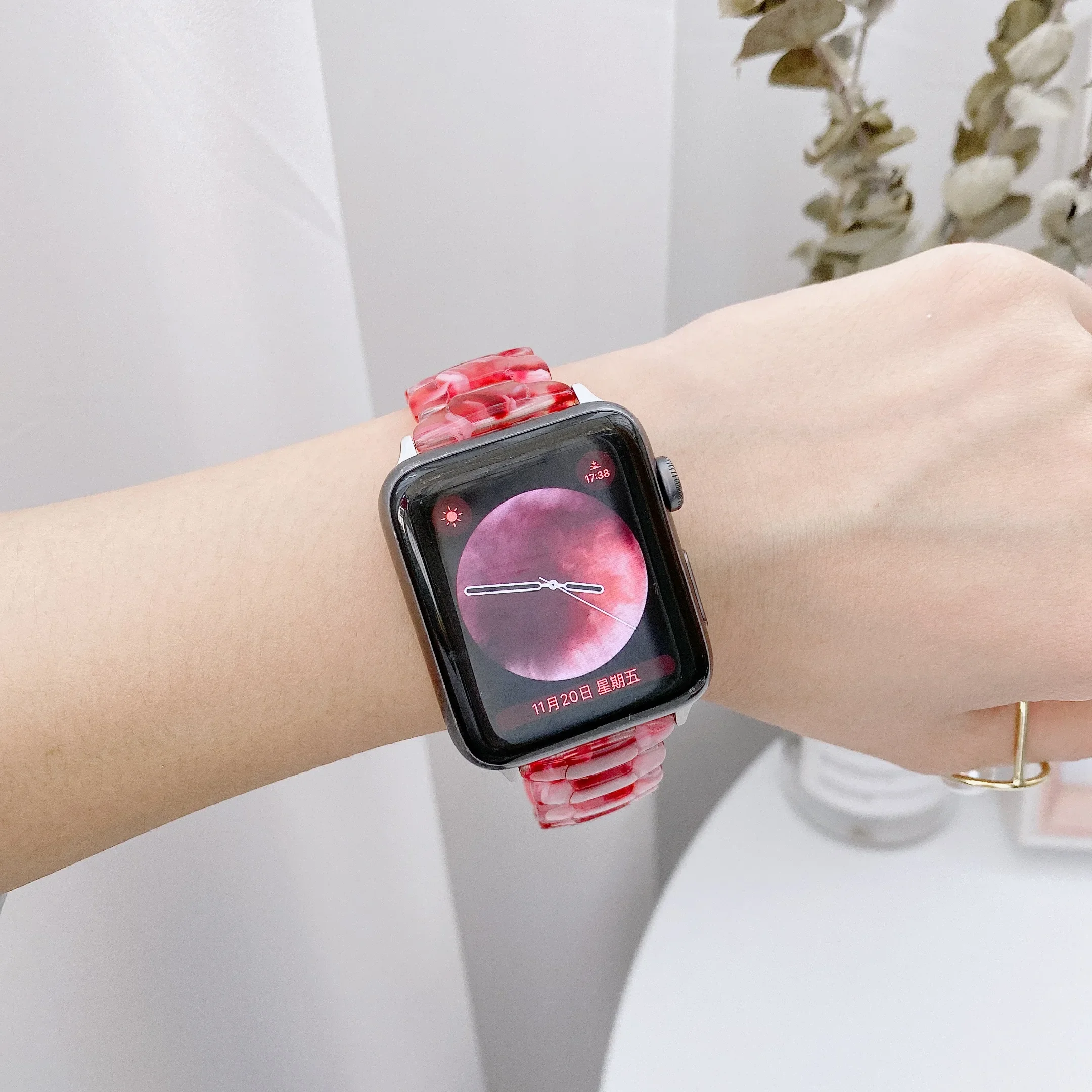 Colourful Resin Strap For Apple Watch 8 7 6 5 4 SE 45mm 41mm 44mm 40mm For iWatch Series 42mm Metal stainless steel buckle belt
