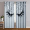 2pcs, Curtain Fabric 2D print Gray eyelashes Machine Washable Fabric (without rod) All Seasons Perfect for Living Room, Bedroom, 1