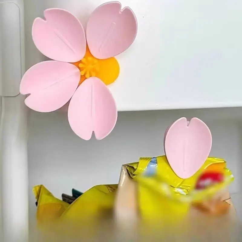 실리콘 벚꽃 모양 밀봉 클립 5개 |     주방, 거실, 피크닉, 여행, 냉장고 스티커, 음식 밀봉 클립, 꽃 냉장고 자석에 적합합니다.