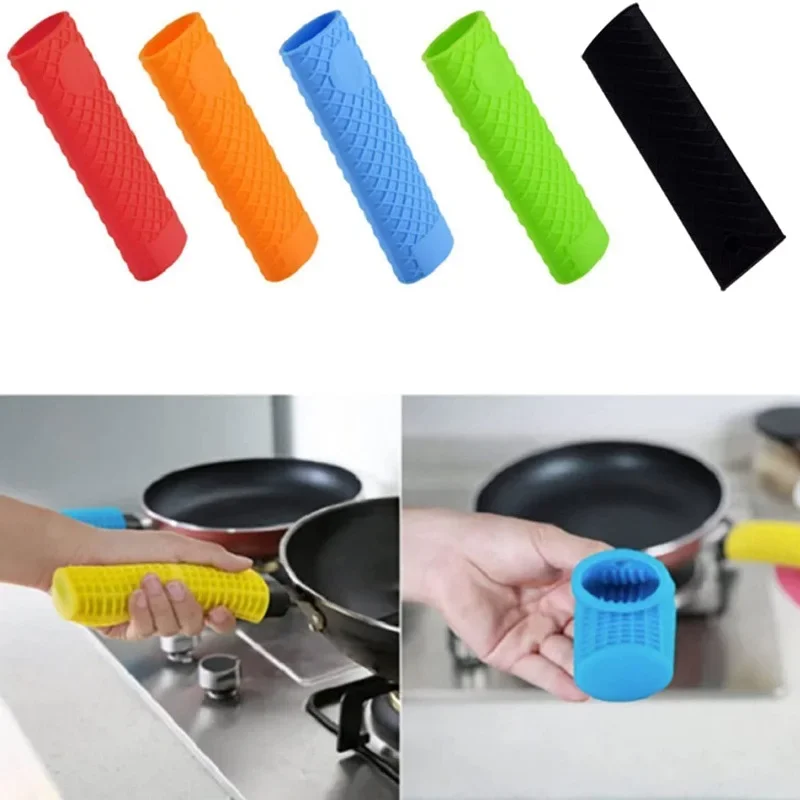 Pot handle grip pad Silicone Hot Handle Holder Potholder Rubber Pot Handle Sleeve for Cast Iron Pans Metal Frying Pans Skillets Coaster Brushe Cover
