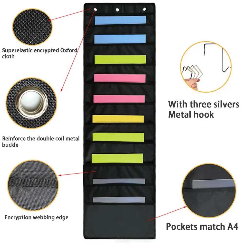 1 Set File Holder 5/10 Layer Wall Hanging File Organizer With Hooks Vertical Storage Back Door Magazine Pouch For Home Office,wall file organizer