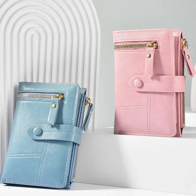 

Wallet Woman Instagram Wind Zipper Small Wallet Triple Fold Multi-card Money Clip Woman Card Bag Coin Wallet