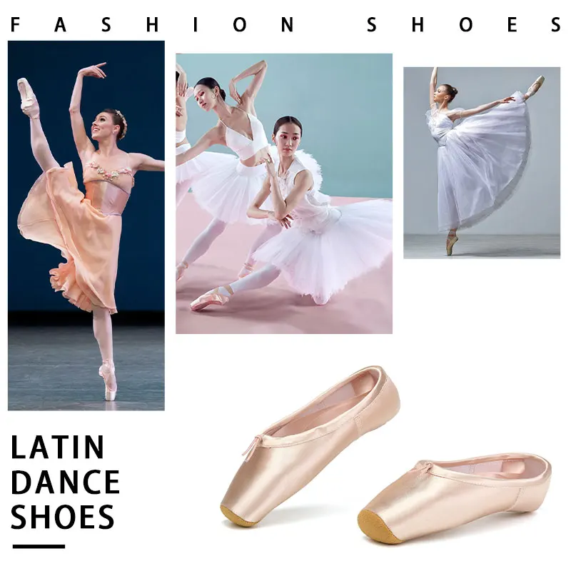 Women Ballet Shoes for Girls Pink Silk Ballerina Ribbons Ballet Pointe Dance Shoes for Kids Children Professional Ballet Shoes 3