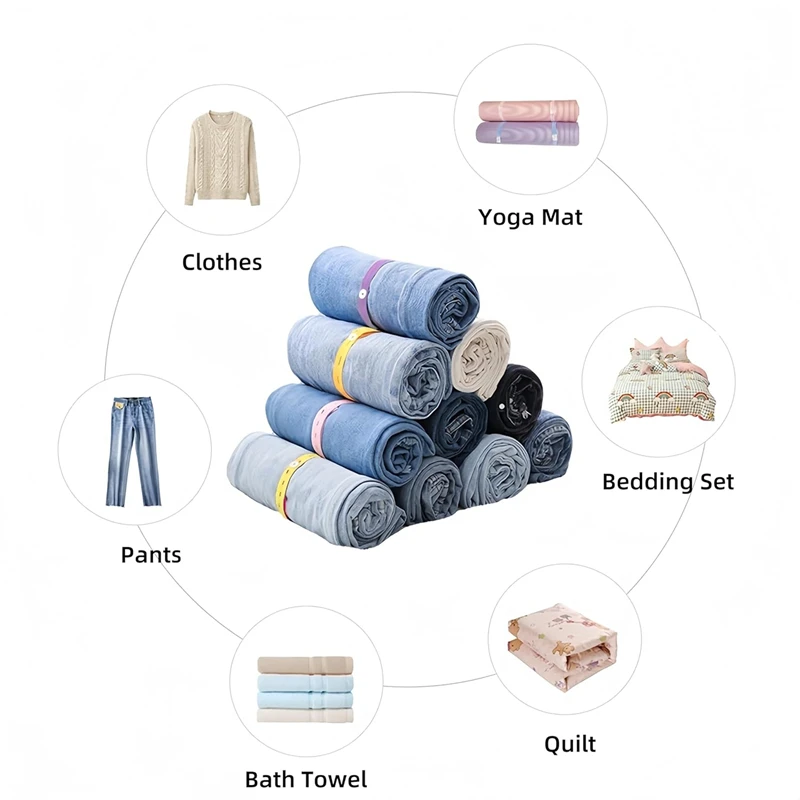 50pcs Clothes Storag Straps Lazy Folding Clothes Artifact Organizer For Wardrobe Bra Socks Storage Roll Elastic Band Cabinets 6