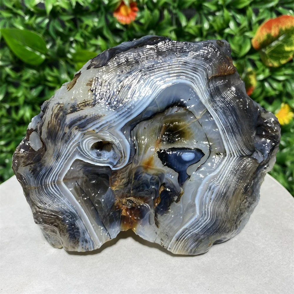 

Natural Crystal Stripe Agate Raw Ore Specimen Rough Irregularity Mineral Gem Spiritual Meditation Reiki Home Decoration