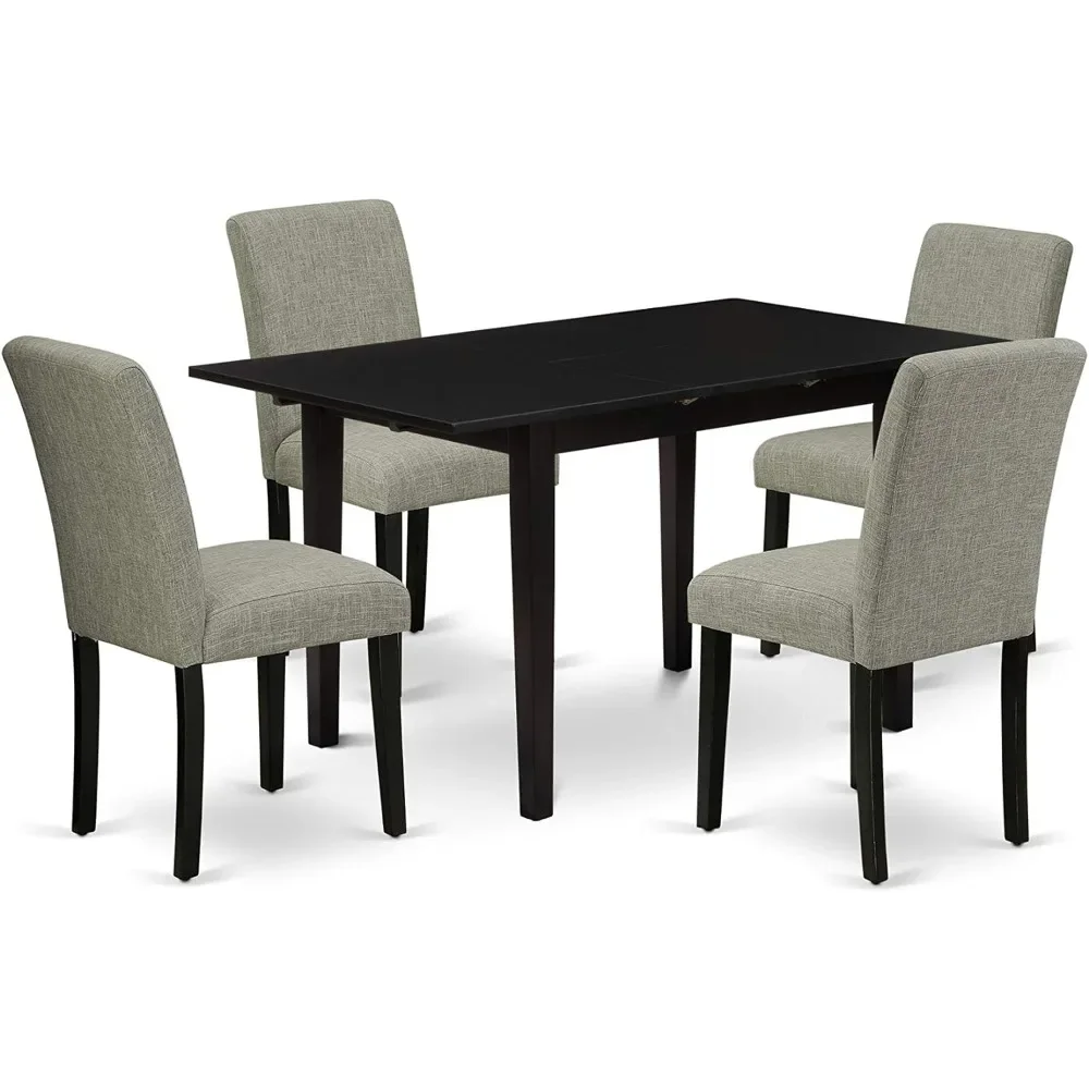 

5 Piece Set Includes a Rectangle Dining Room Table Linen Fabric Upholstered Parson Chairs Home Freight free