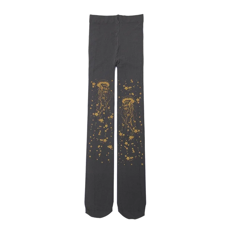 Sweet Jellyfish Printed Lolita Pantyhose Mori Girl Blue / Black Patterned Tights