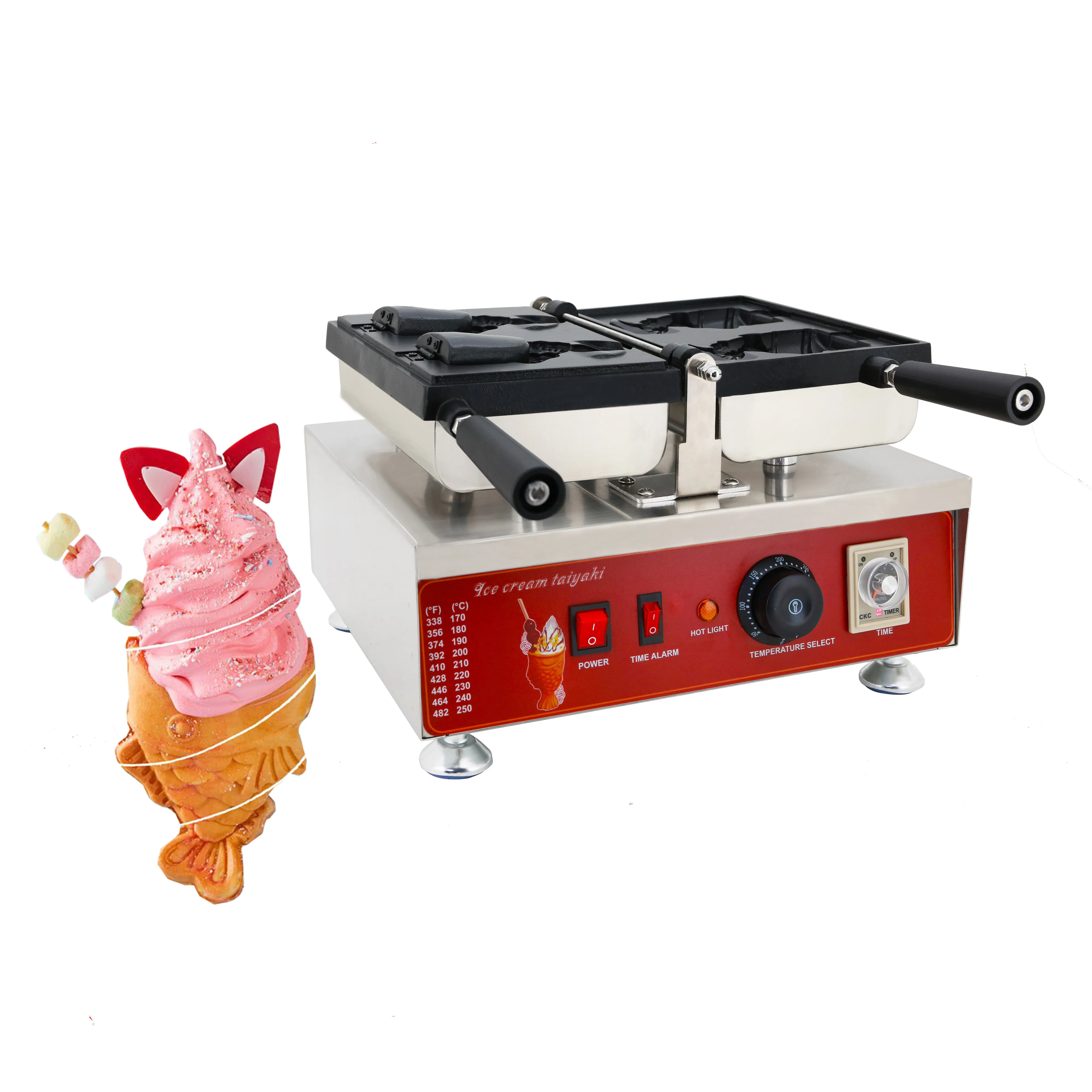 

Japanese Openning Mouth Fish Ice Cream Taiyaki Machine Fish Waffle Ice Cream Maker Machine Electric Oven Kitchen Appliances
