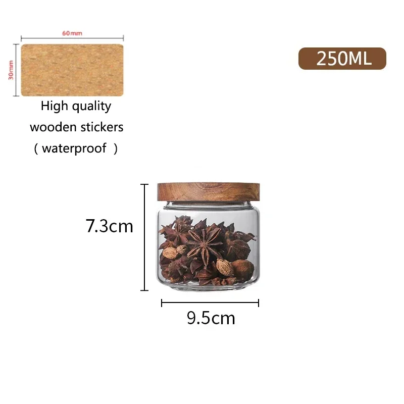 Wood Lid Glass Airtight Kitchen Storage Container