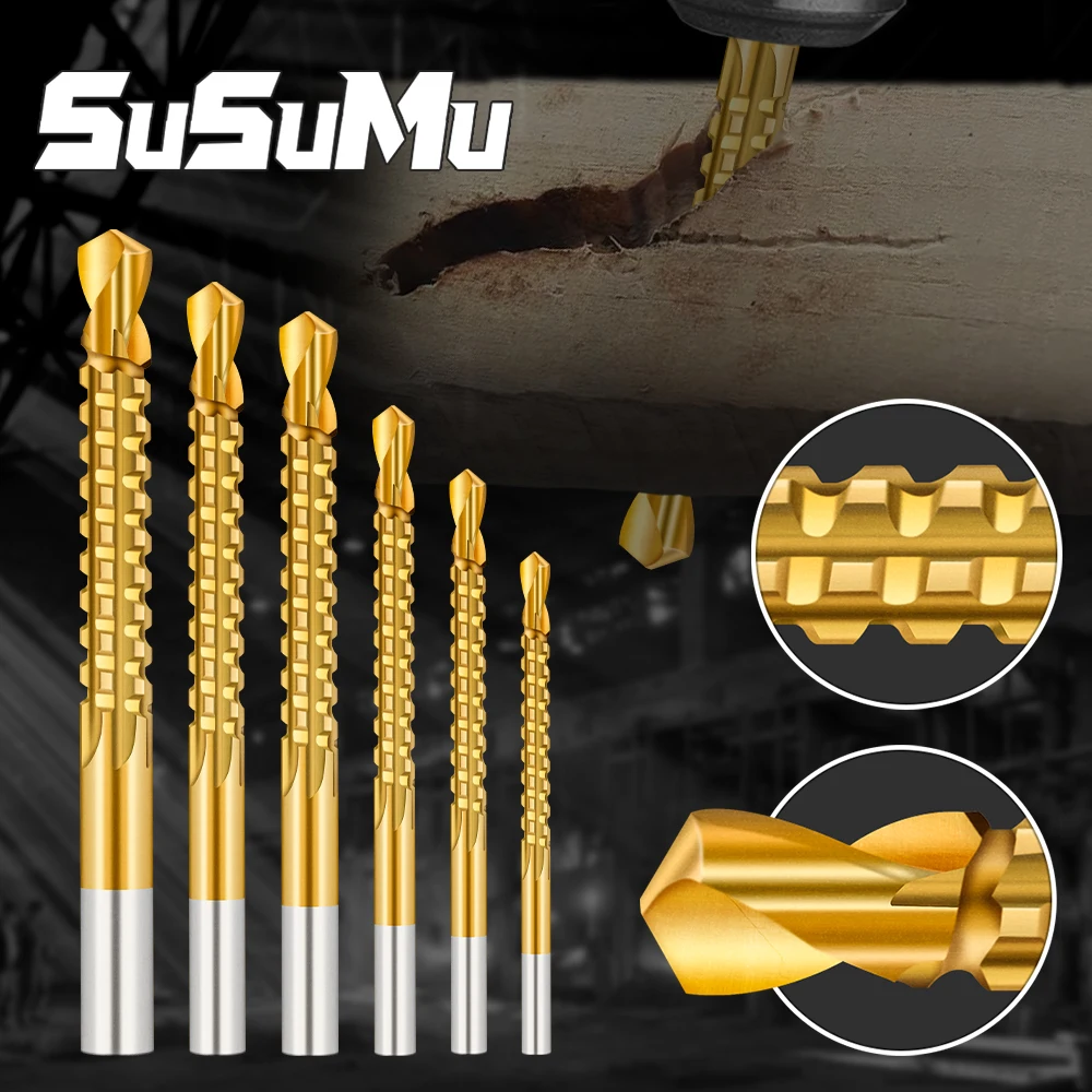 SuSuMu Titanium Coated HSS Twist Drill Bits Set Saw Spiral Tap Kit for Serrated Grooving Side Cutting Metal Wood | Инструменты