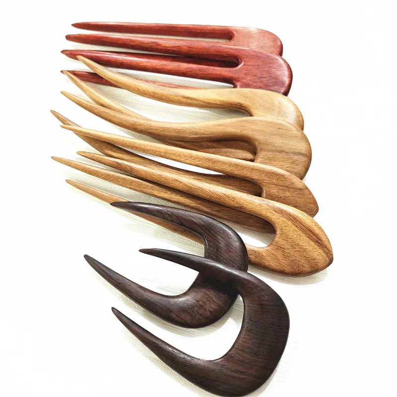 Hair Accessories Vintag Hand-Carved Wood Sticks Hairpins Women U Shape Ebony Bridal Headwear Hair Comb Ornaments