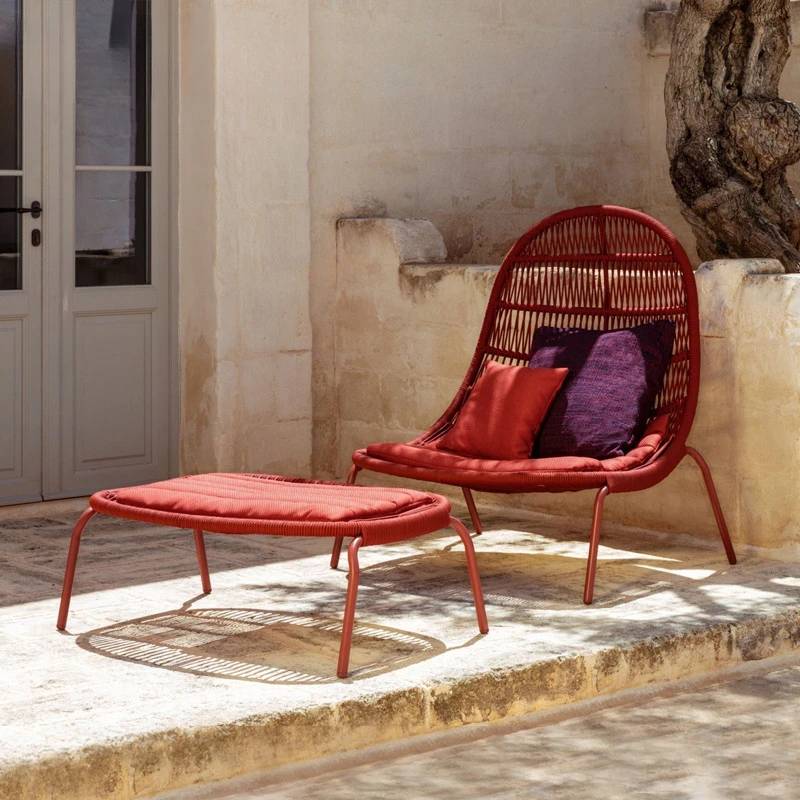 

Nordic Outdoor Lazy Sofa Balcony Chair Coffee Table Lying Garden Outdoor Courtyard Single Sun Room Garden Furniture Sets WKGF