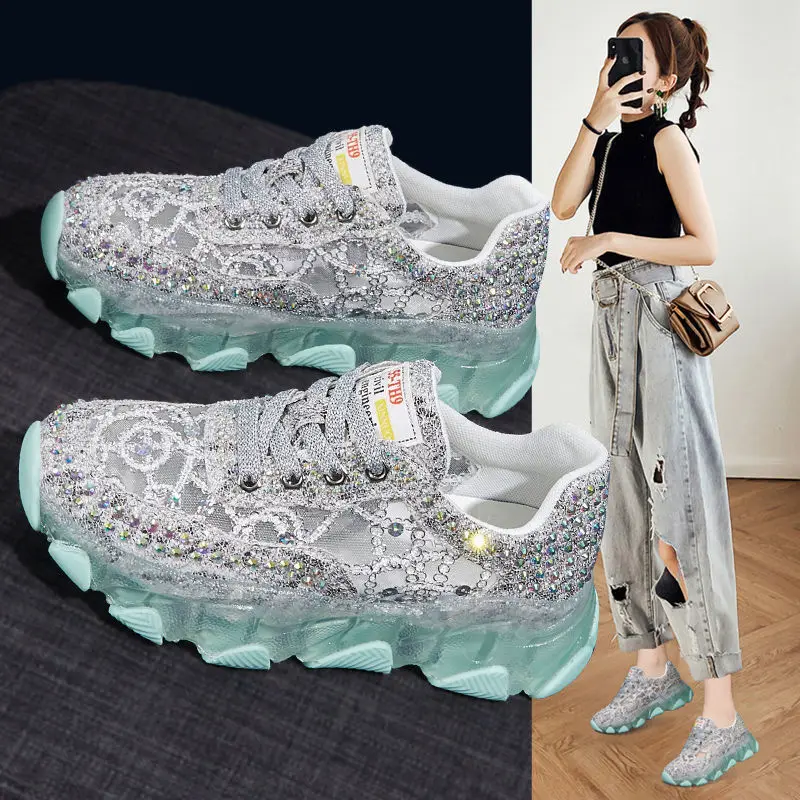 Summer Shoes Women 2021 Brand Design Bling Sequined Women's Casual Shoes  Fashion Female Chunky Sneakers Stylish Sport Shoes - AliExpress