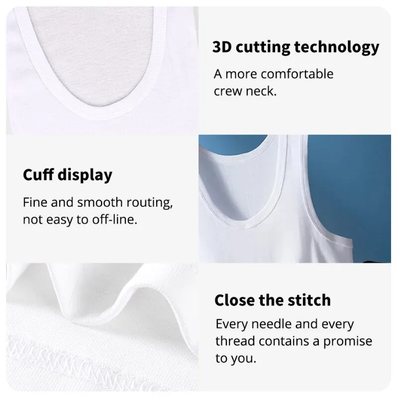 1/3 Pieces Men Pure Cotton Vest Basic Versatile Solid Color Casual Vest Loose Oversized Breathable SportsFitness Sleeveless T