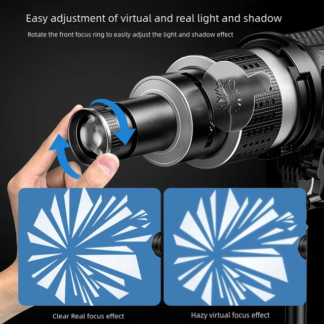 Bowens Mount Flash Snoot Conical Lens Video Artist Modelling Shape Photo Studio  Light Kit with Optical Spotlight Lens 35 Gobos 3