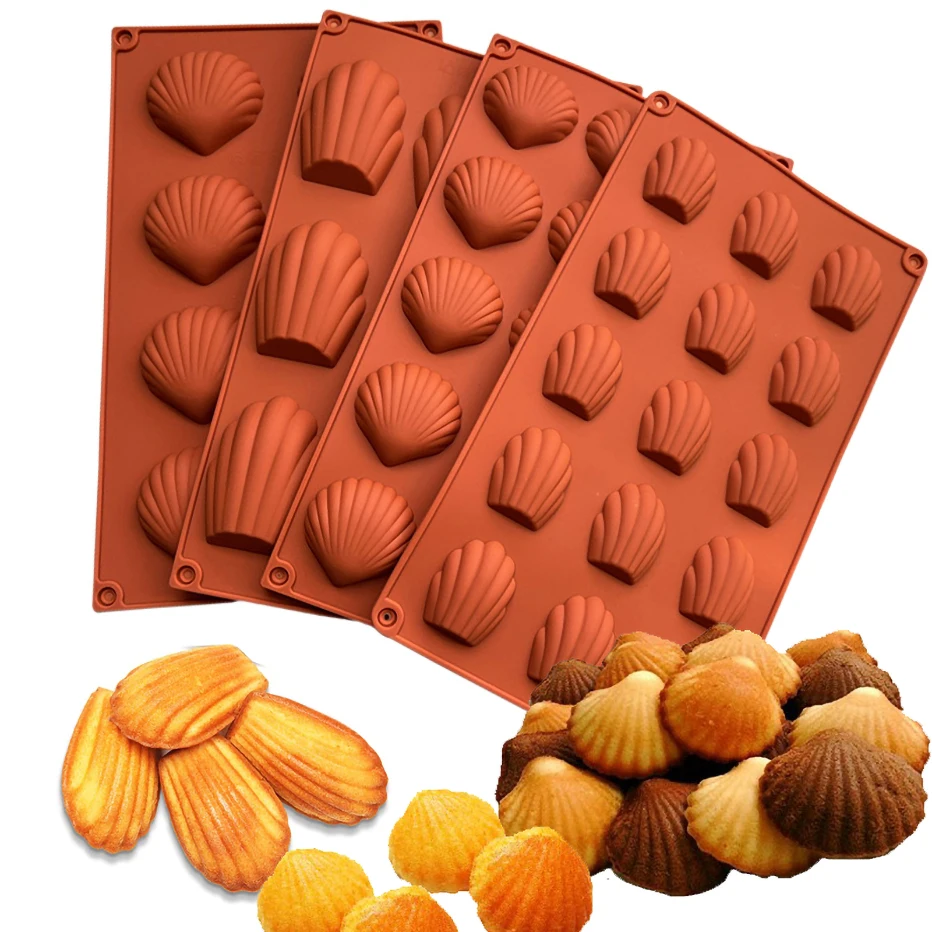 MadeleinePanNonstickSiliconeMadeleineMoldsShellShapeBakingCake