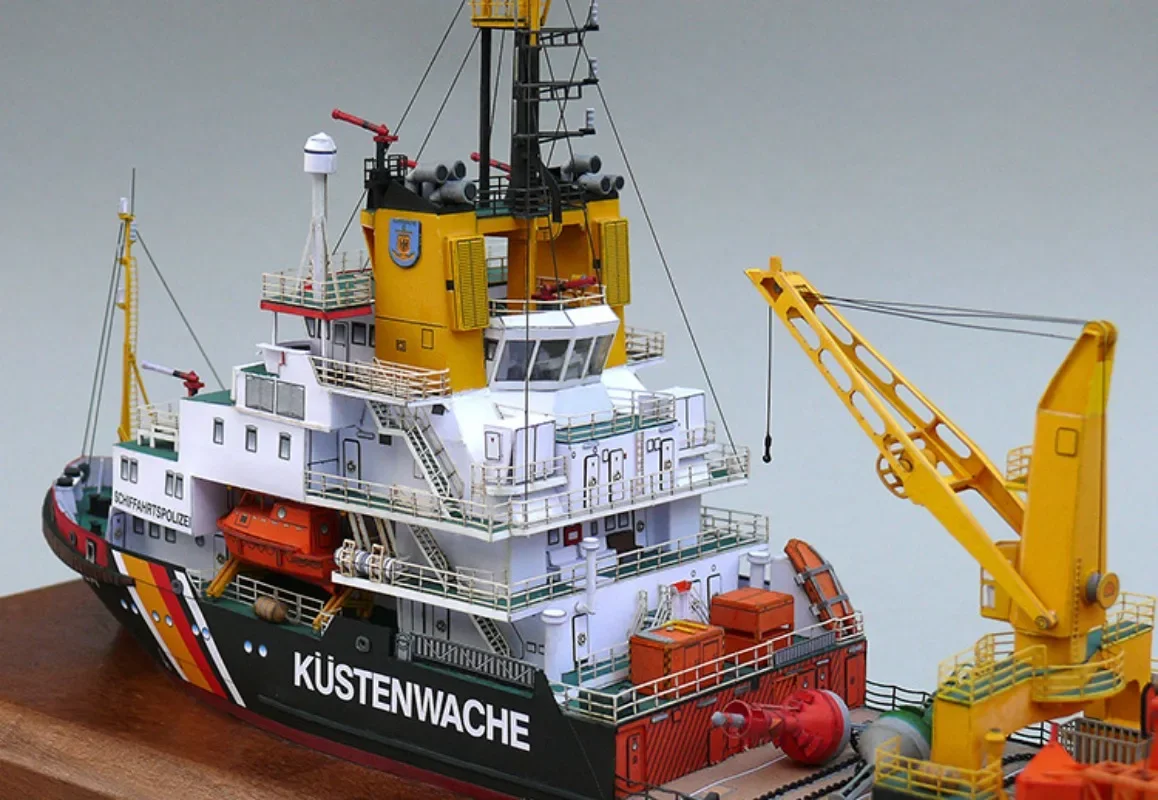 1:250 Germany Mellum Marine Police pollution monitoring ship paper model Ship model Hand-assembled DIY decorations