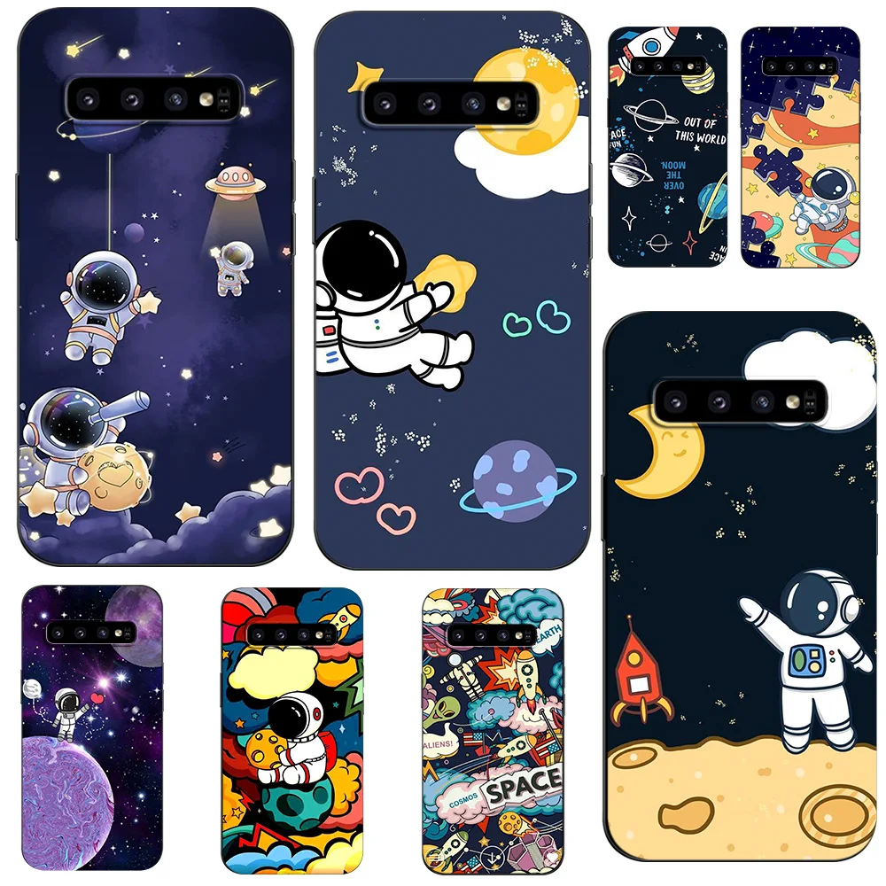 Per Samsung Galaxy S10 Custodia Per Samsung S10 Plus S10E Cover S10 + S10Plus S10 E Sm-G973F Custodia In Tpu Nero Cartoon Astronaut
