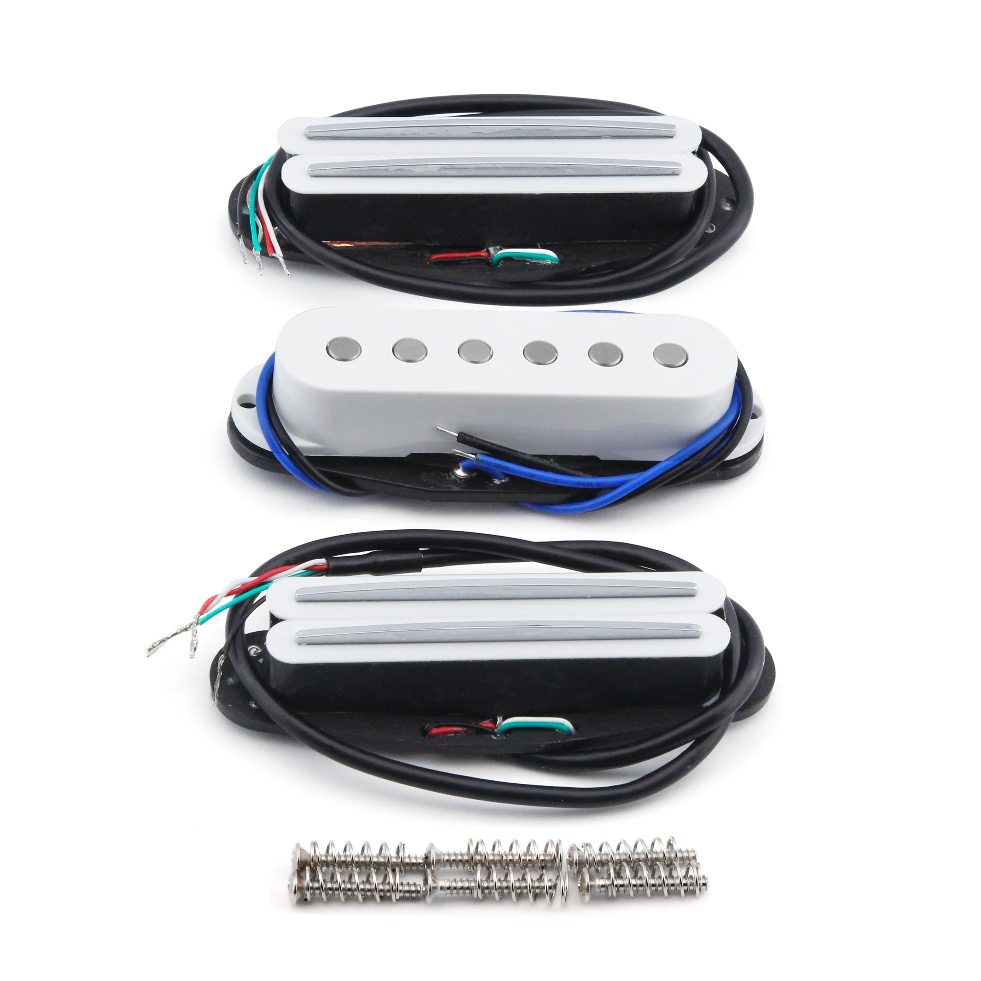 FLEOR 3PCS Alnico 5 Gitarren-Tonabnehmer-Set SSS Gitarre Dual Rails Pickup & Single Coil Pickup Weiß