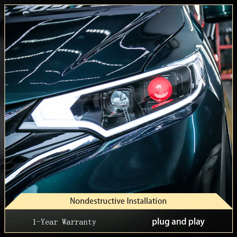 

Фара для Honda Fit GK5 2014-2020, Модернизированная передняя лампа DRL, дизайн дьявольских глаз, светодиодный проектор DRL, линзы, аксессуары