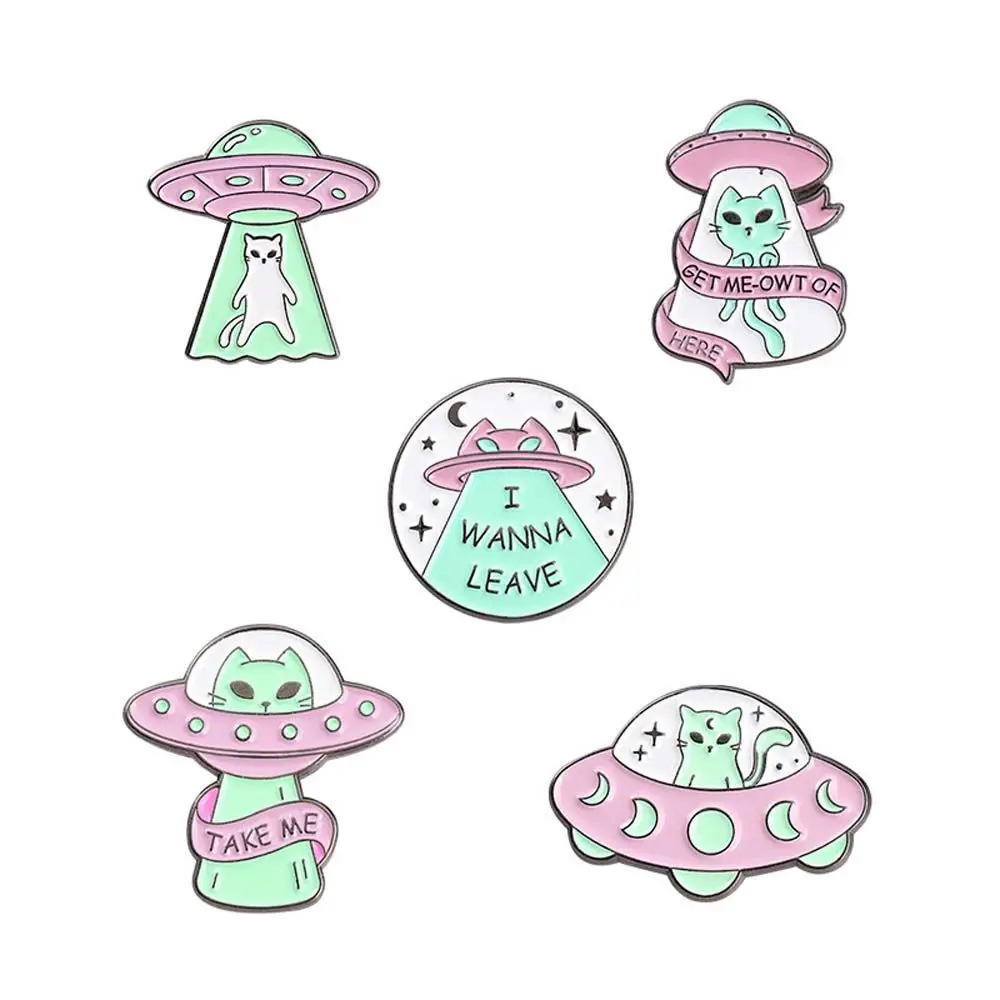 

Coat Collar Brooch Lapel Pin Alien Cat Escape Here Jewelry Accessories Alien Cat Brooch Lapel Brooch Enamel Pin Brooches Pin