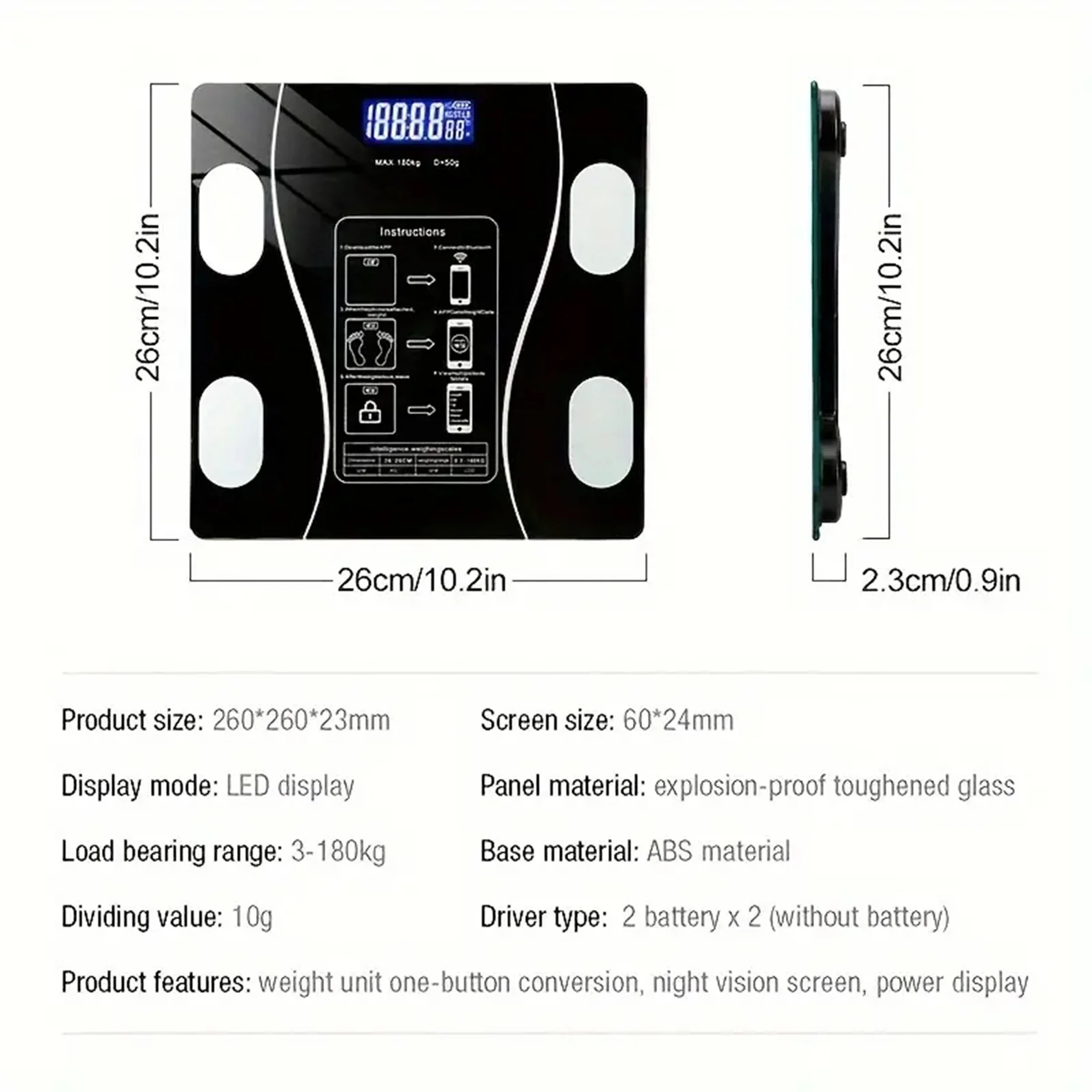 1pc Weight Scale, Household Small Electronic Scale, Precise Charging, Human Body Scale, Household Body Fat Scale 6