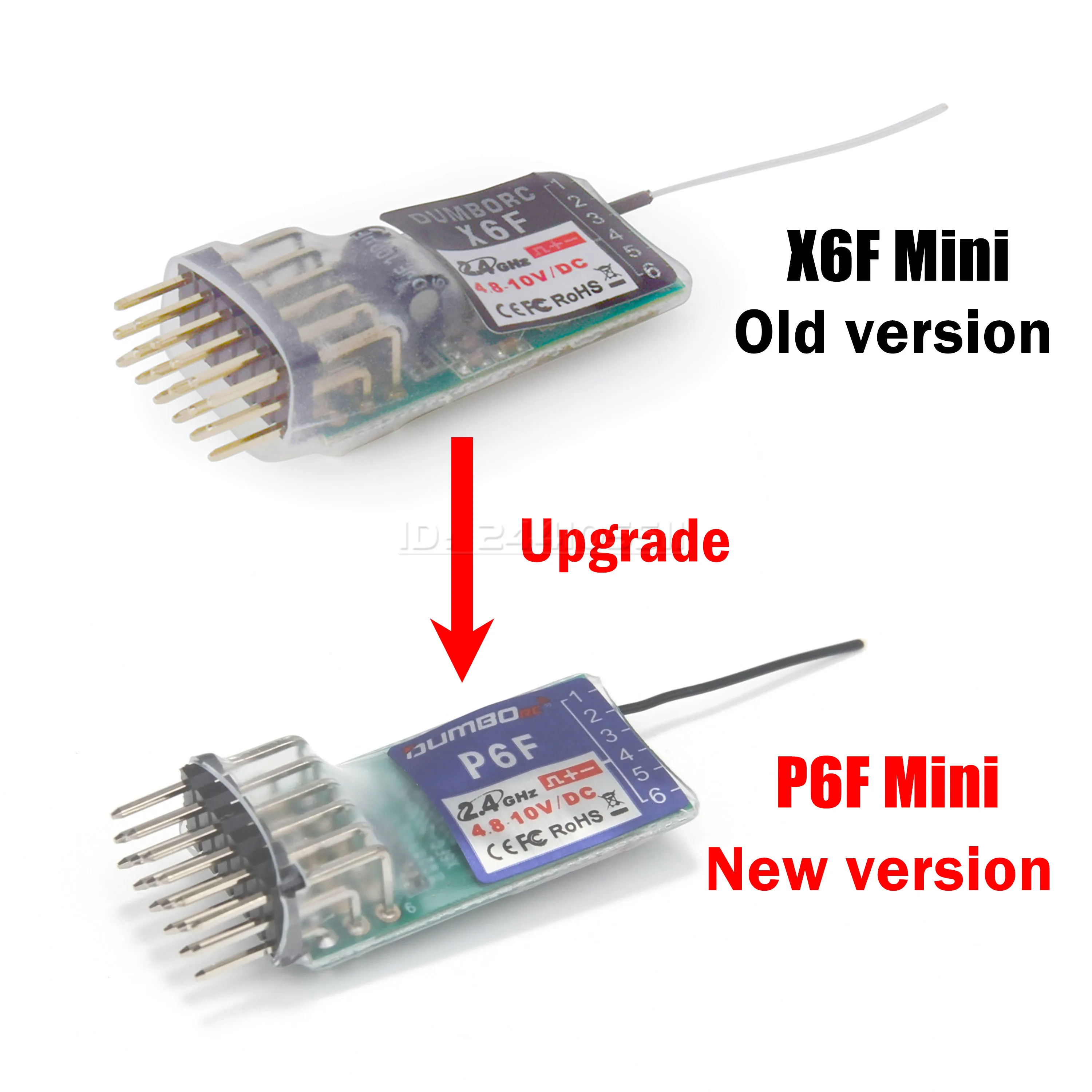 DUMBORC P6FG Mini P6F P6DC P6DCG 2,4G 6CH Empfänger Gyro für X6 X4 DDF-350 Sender Fernbedienung RC Auto boot LED Licht – Detail 3