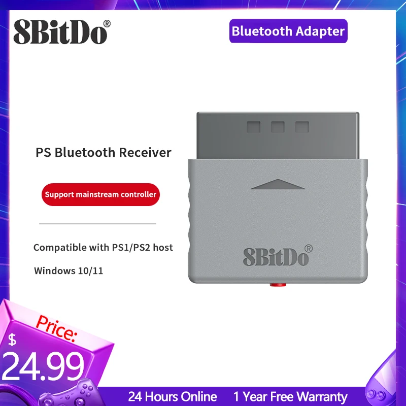 

Ретро приемник 8bitdo для PS1/PS2/Windows совместимый с контроллером Xbox Series/Xbox One/Switch Pro/PS5/PS4