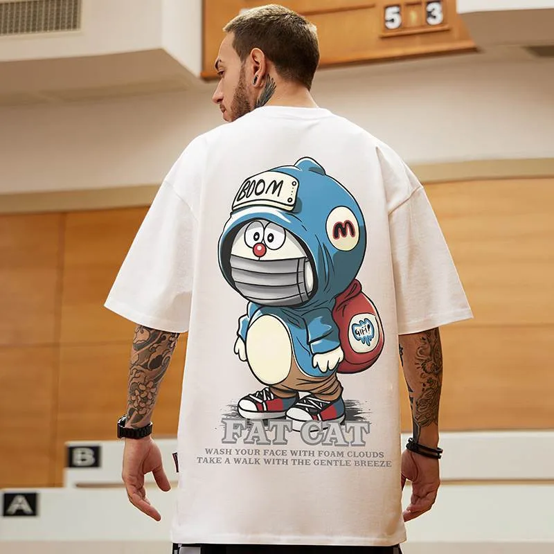 Oversize Trendy Brand Loose American Short Five Quarter Sleeved Large T-shirt Plus Fat Men's Summer_voghion.com
