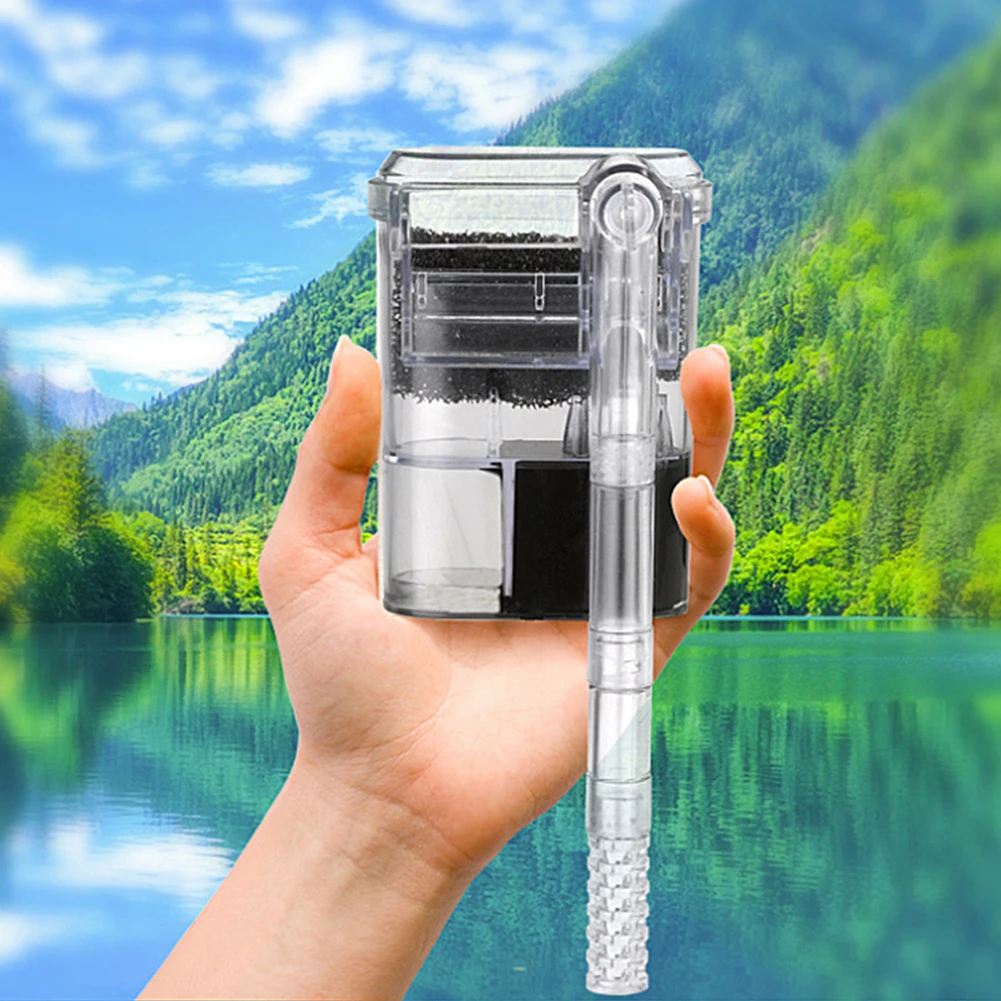 Fish Tank Suspended Filter Water Purifier Adjustable Water Flow Aquarium Hang On Filter USB Plug In Fish Tank Accessories