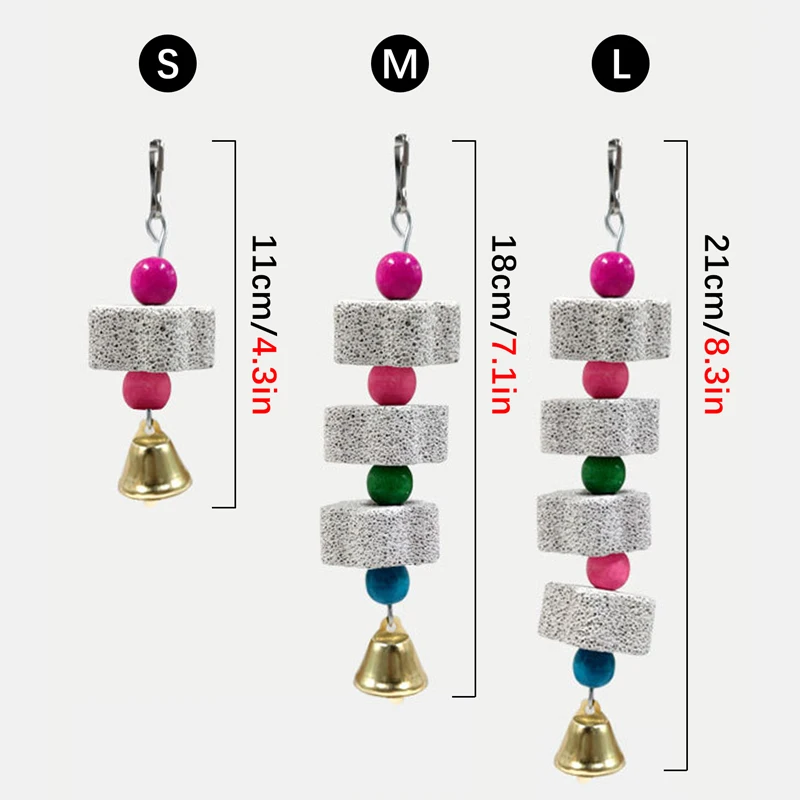 Bird Toy Bird Cage Toy Mineral Molar Stone Chewing Toy Flower Shape Hanging Type With Bells Sounding For Parrot Bird Accessories