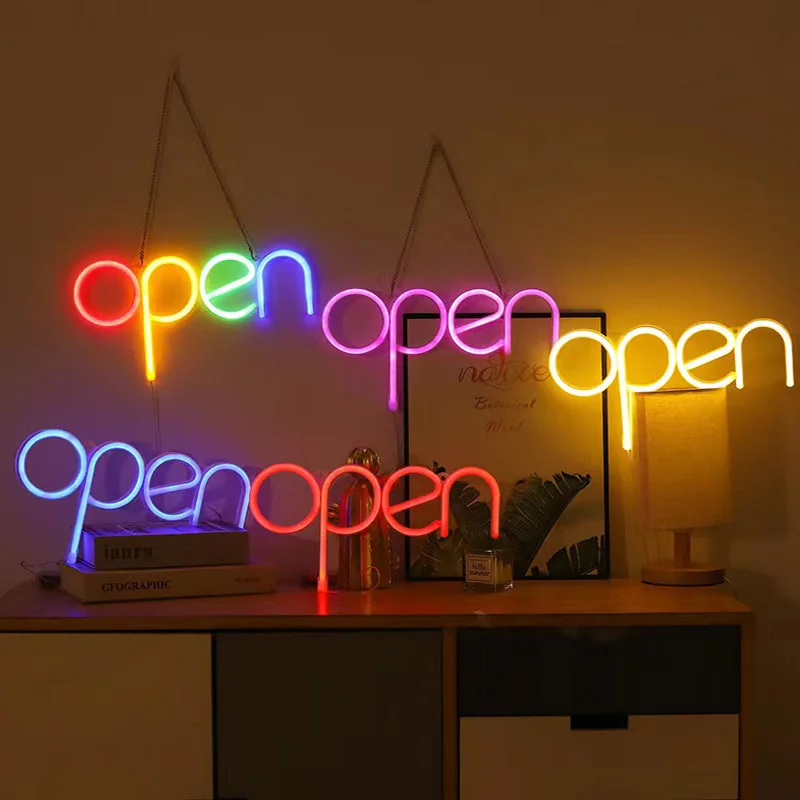 Neon Sign LED neon Advertising Light OPEN Letter Light 5V USB Shop Restaurant Cafe Bar sign Decoration Holiday Party Courtyard light neon sign