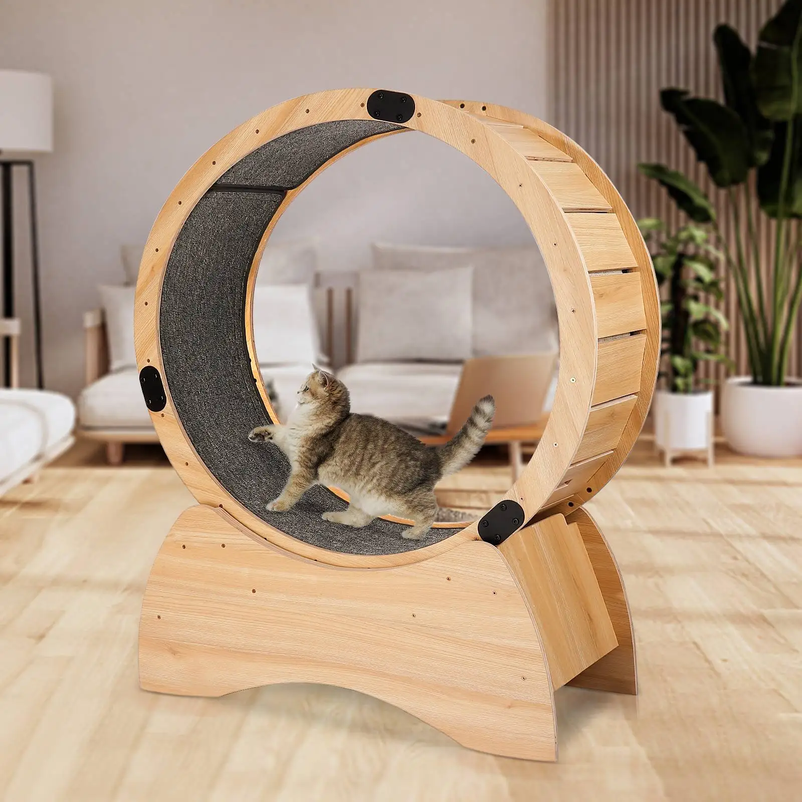 US stock wooden cat treadmill cat scratching roller treadmill exercise and fitness toys pet furniture Pet Supplies
