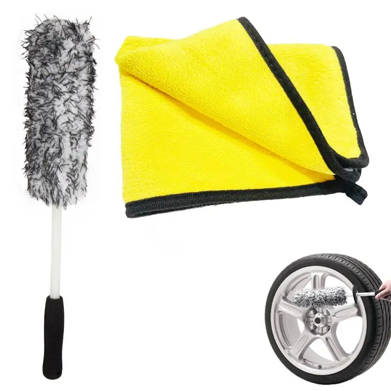 

Microfiber Wheel Cleaning Brush Automotive Wheel Brush Car Detailing Brushes For Wheel/Tire/Rim Soft Hair Wheel Cleaning Brush
