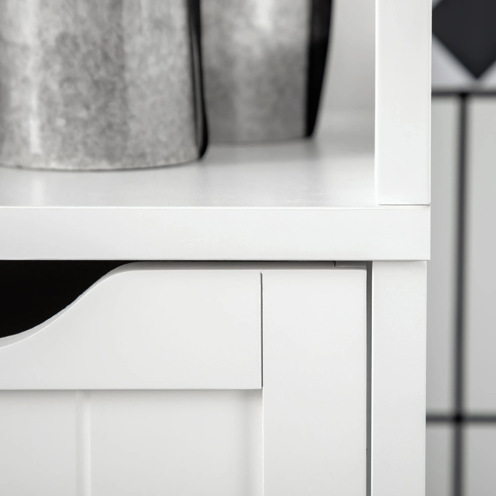 Kleankin Tall Bathroom Cabinet, Slim Bathroom Storage Cabinet, Narrow Floor Cabinet with 3 Drawers and 2 Open Shelves 5