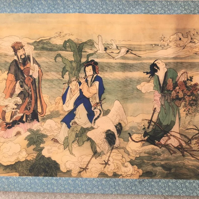Antique Celebrity Calligraphy and Painting Hand Scroll Eight Immortals Shentong Picture Long Scroll Painting Panoramic Painting 4