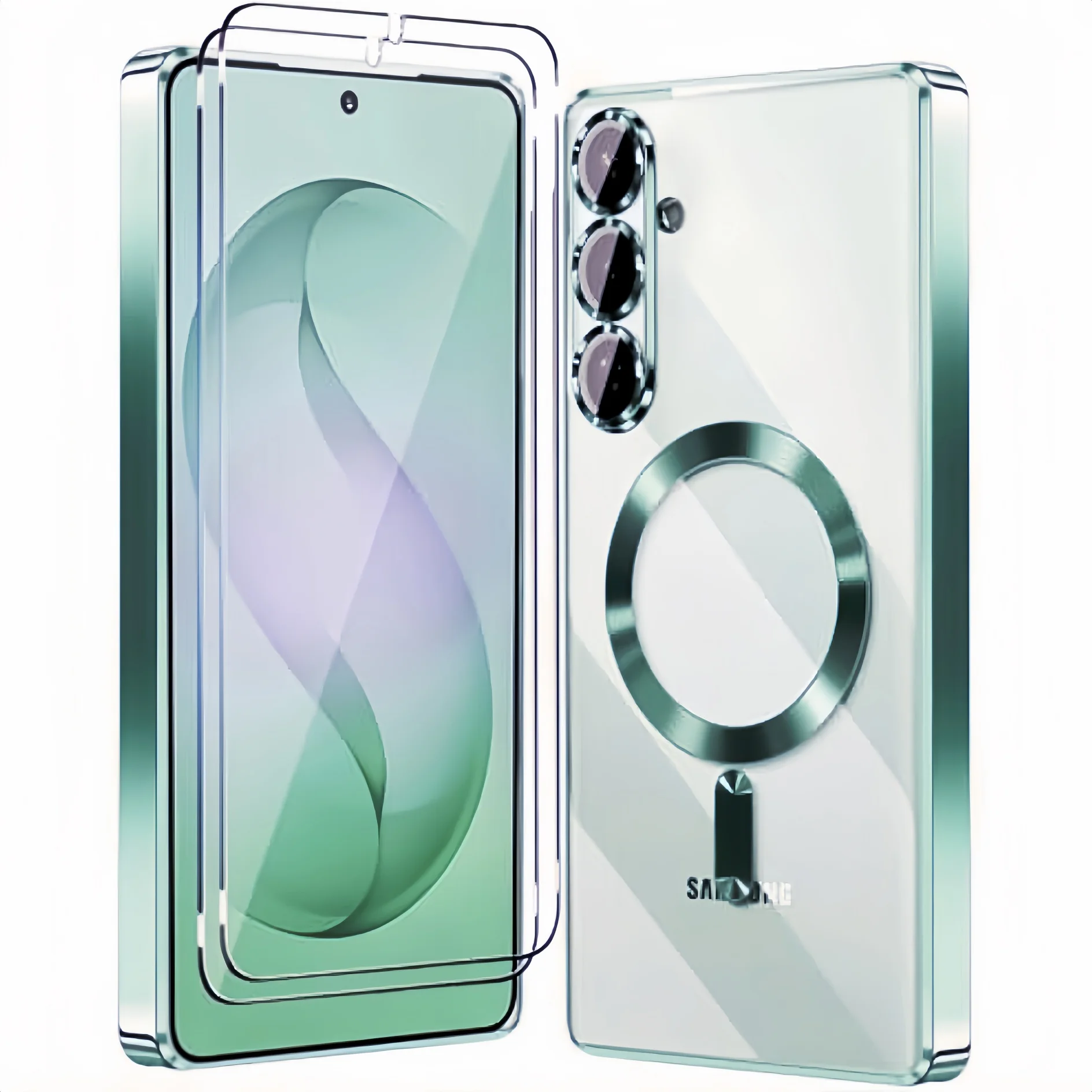 Luxury Magnetic Case with Dual Screen & Camera Protectors - Shockproof Clear Cover
