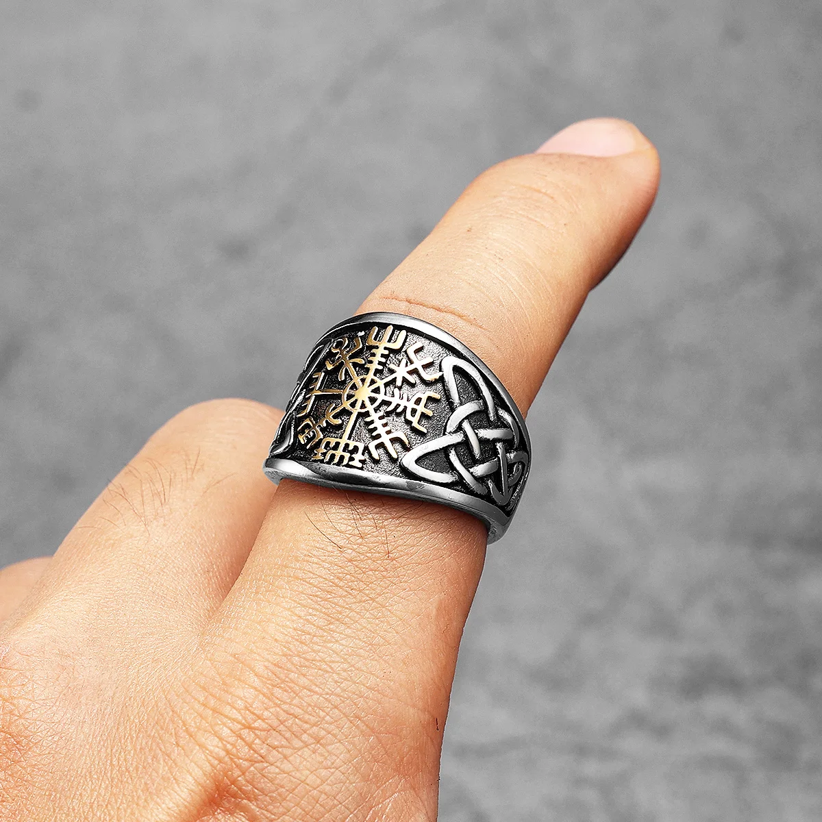 Viking Compass Celtic Knot Men Rings Stainless Steel Women Jewelry Vintage Punk Cool Stuff Fashion Accessories Gift Wholesale 3