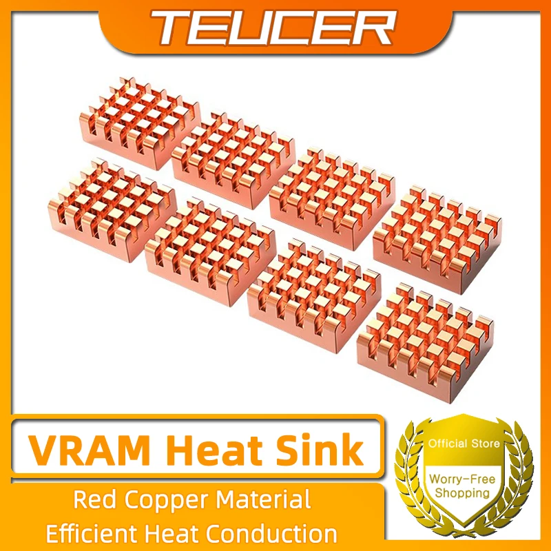 VRAM Copper Heatsink TEUCER 4/812-PCS VRAM Copper Heatsink for Cooling GPU Chips