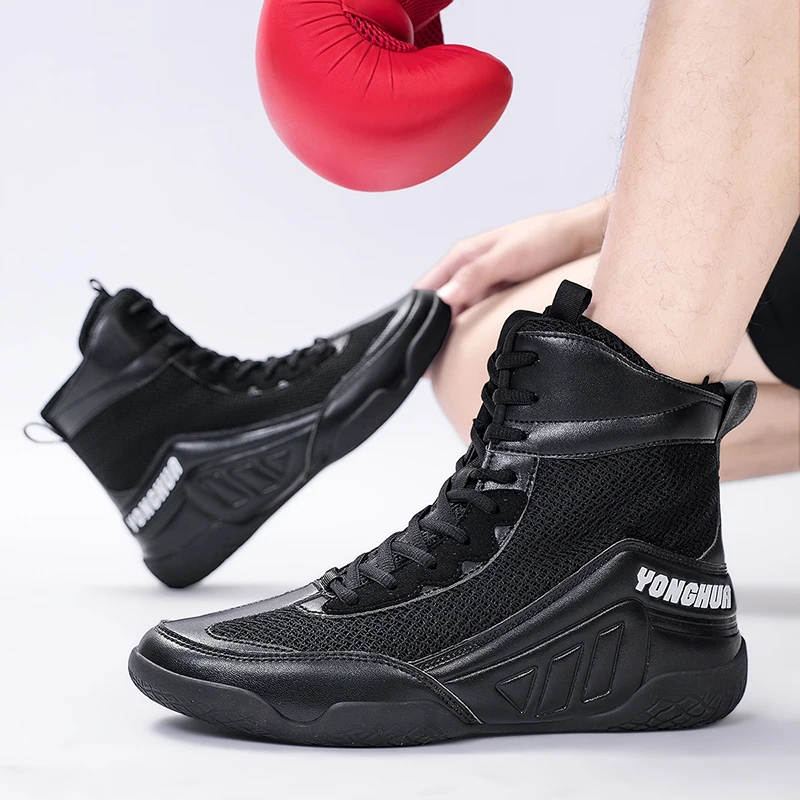 New professional wrestling and boxing shoes, men's mesh breathable training wrestling boots, light sneakers