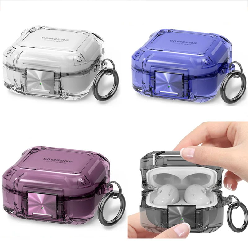 Secuer Lock Switch Custodia Per Auricolari Per Samsung Galaxy Buds Pro Live Buds2 Buds 2 Pro Fe Cover Trasparente Con Gancio Per Fibbia