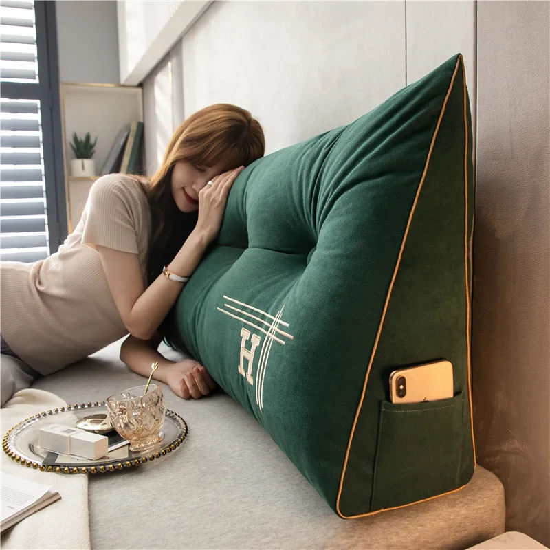 1pc Large Triangular Removable Zipper Back Cushion Bedside King Queen Size Pillow  Filler High Resilience Sofa Seat Cushion - AliExpress