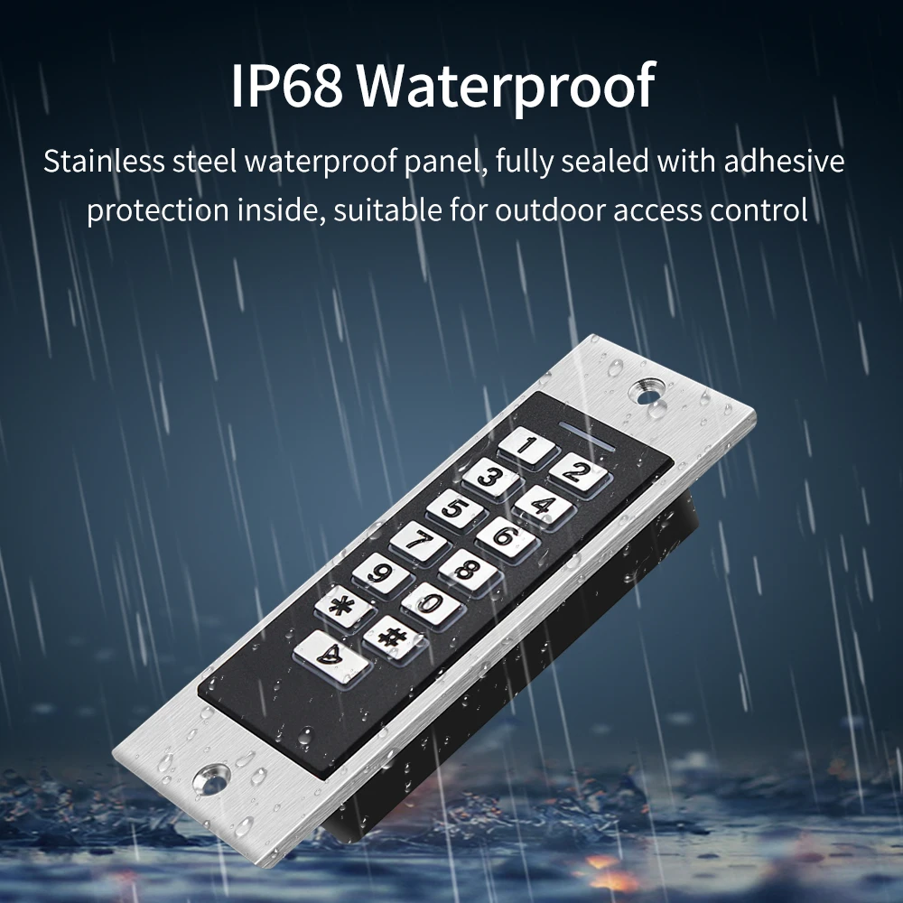 lP66 Waterproof Metal Embedded Access Control Card Reader Standalone Machine RFID 125Khz Induction Fingerprint Door Lock Control