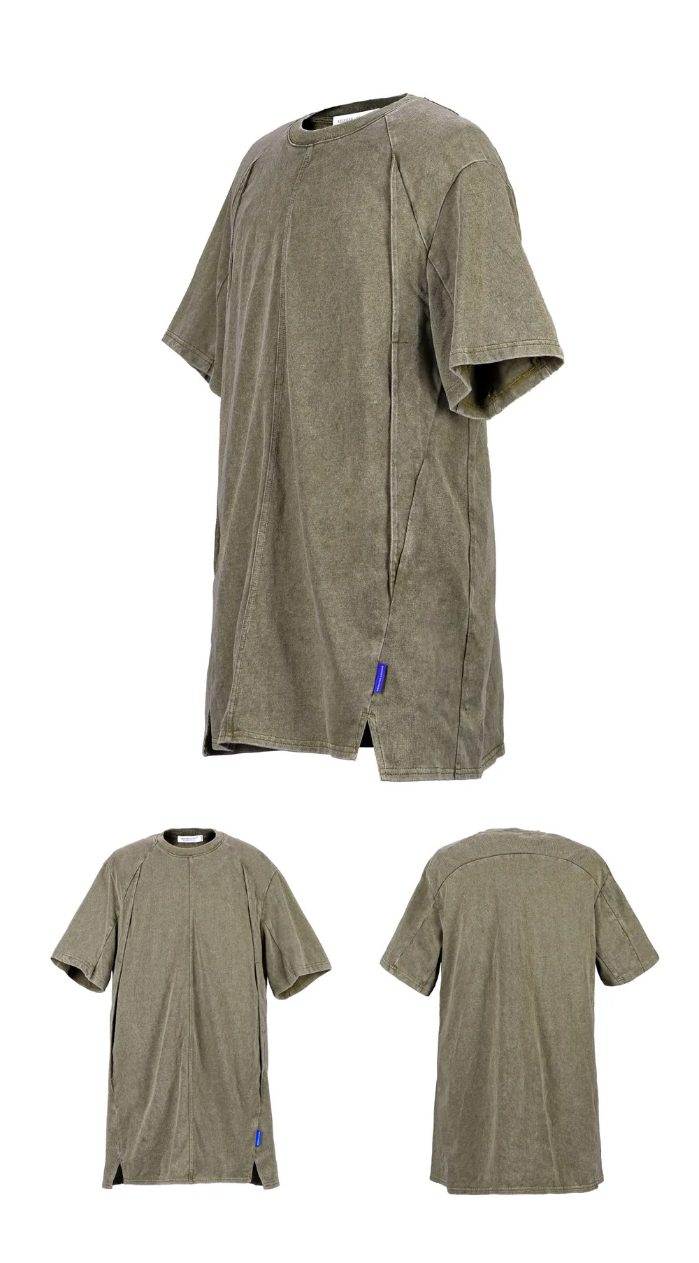 Reindee lusion 23ss 201 structural cut pure cotton t-shirt stacked structure diamond shape hem techwear gorpcore