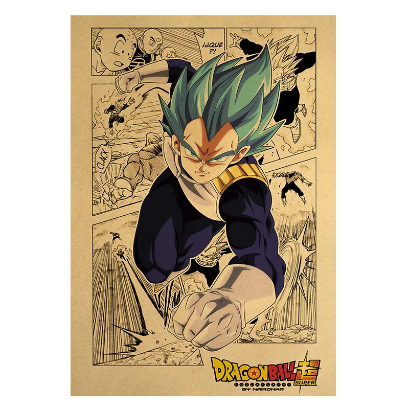 Anime Dragon Ball Retro Kraft Paper 16*12in Dragon Ball Characte Colours Notice Poster Wall Bedroom Bar Decor Photo Props Gifts