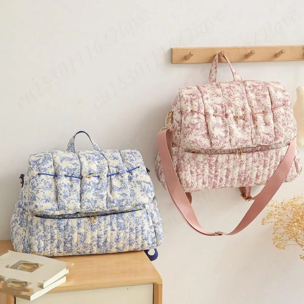 Zaino alla Moda con Stampa Floreale, Borsa Morbida Trapuntata per Pannolini, Borsa da Viaggio per Esterni, Zainetto Carino e Leggero da Donna