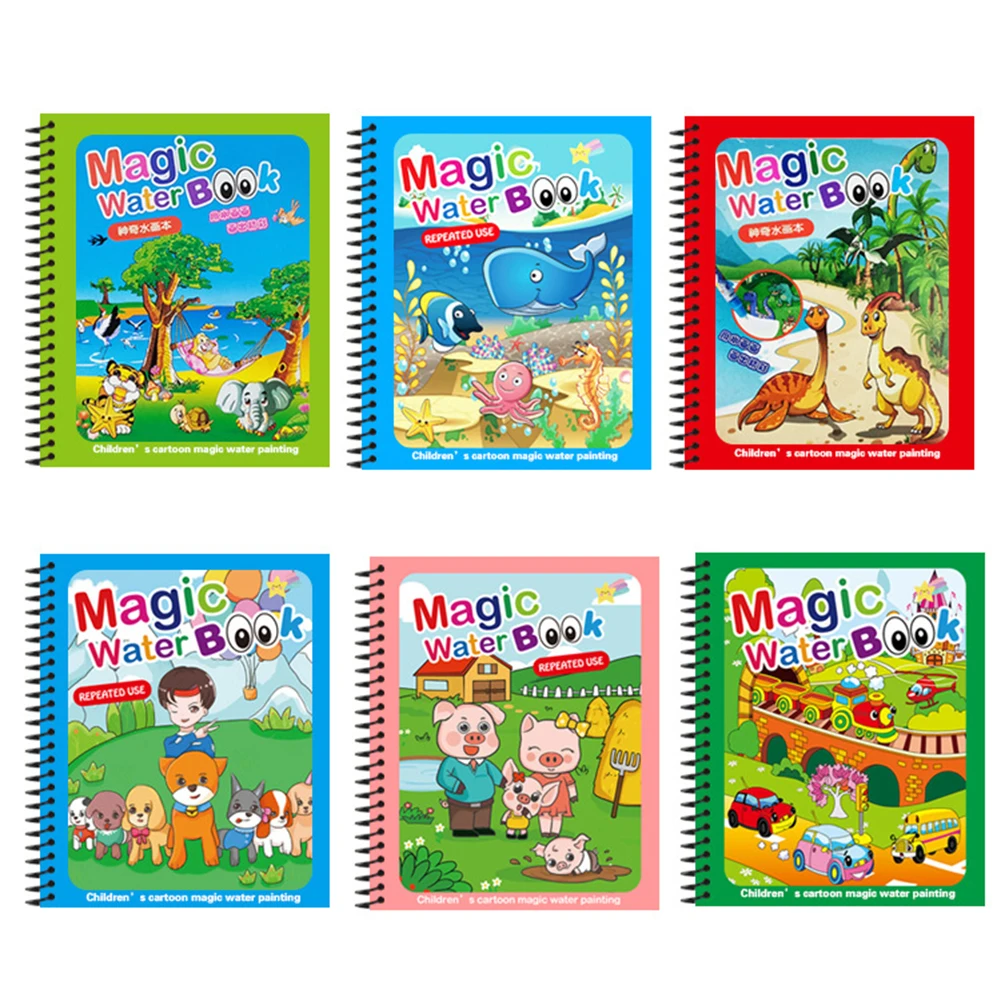 Educational toys,water drawing book,educational drawing toy,water drawing books,erasable doodle book,children painting book Reusable Water Coloring Books For Toddlers Magical Water Drawing Coloring Book Educational Toys For Boys Girls Gift